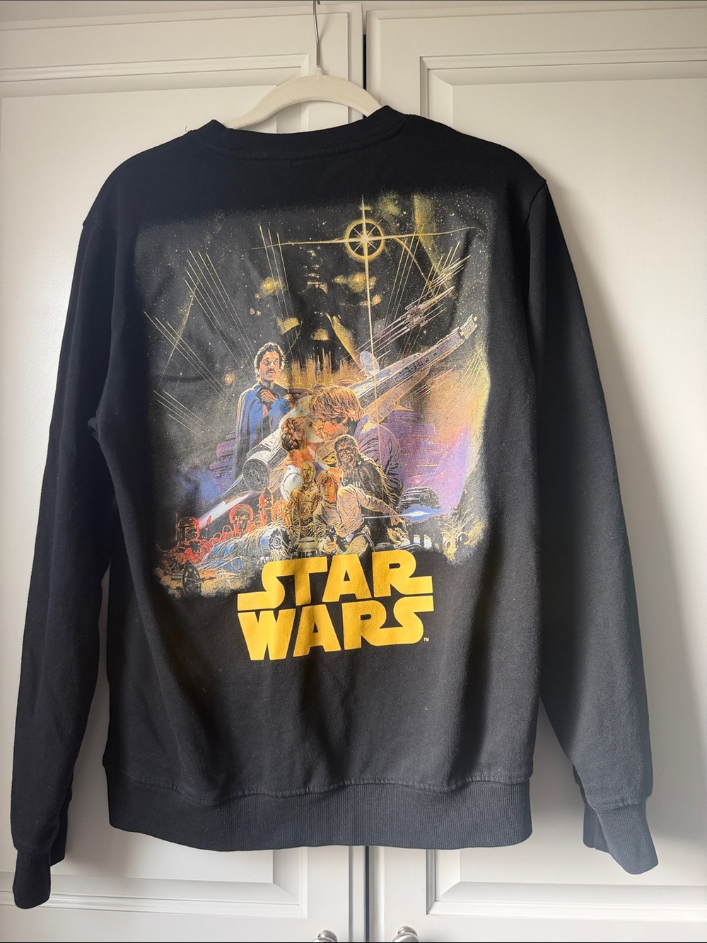 Star Wars Black Crewneck with Yellow Logo and Multicolor Graphic